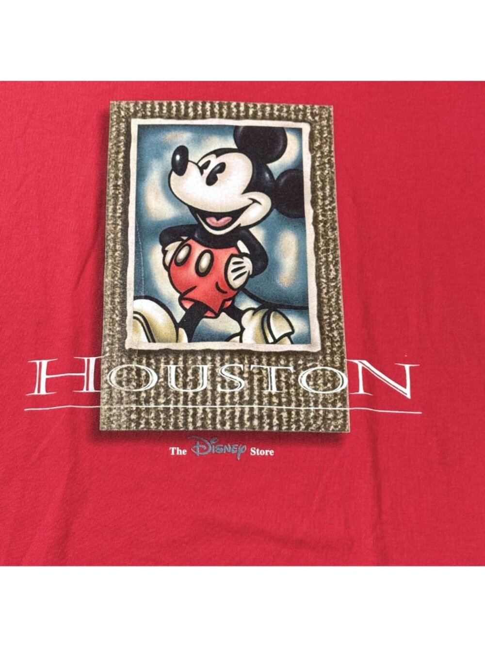 Vintage Men’s Disney Store Mickey Mouse Houston Graphic T Shirt Red Small - Picture 3 of 11